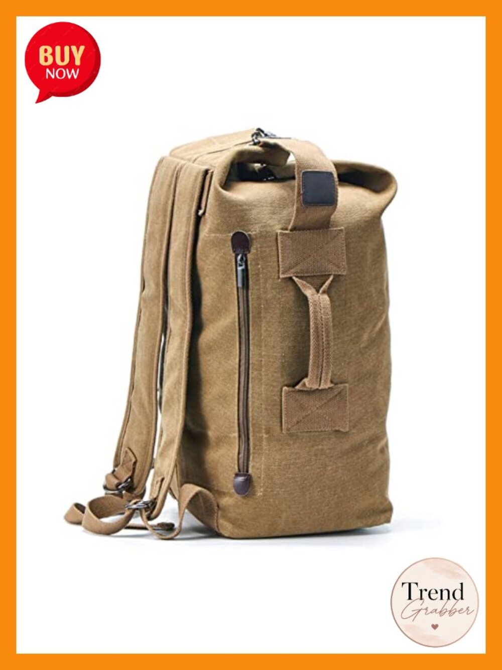 Canvas Bucket Backpack for Travel Leisure Retro Street Fashion Daypack